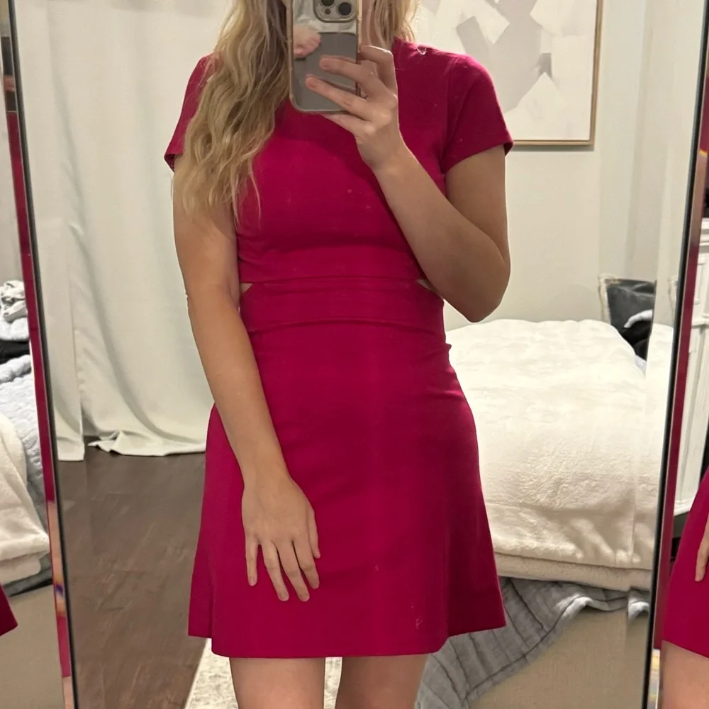 Amanda Uprichard Rose Red Elegant Pink Cut Out Dress - Picture 7 of 8